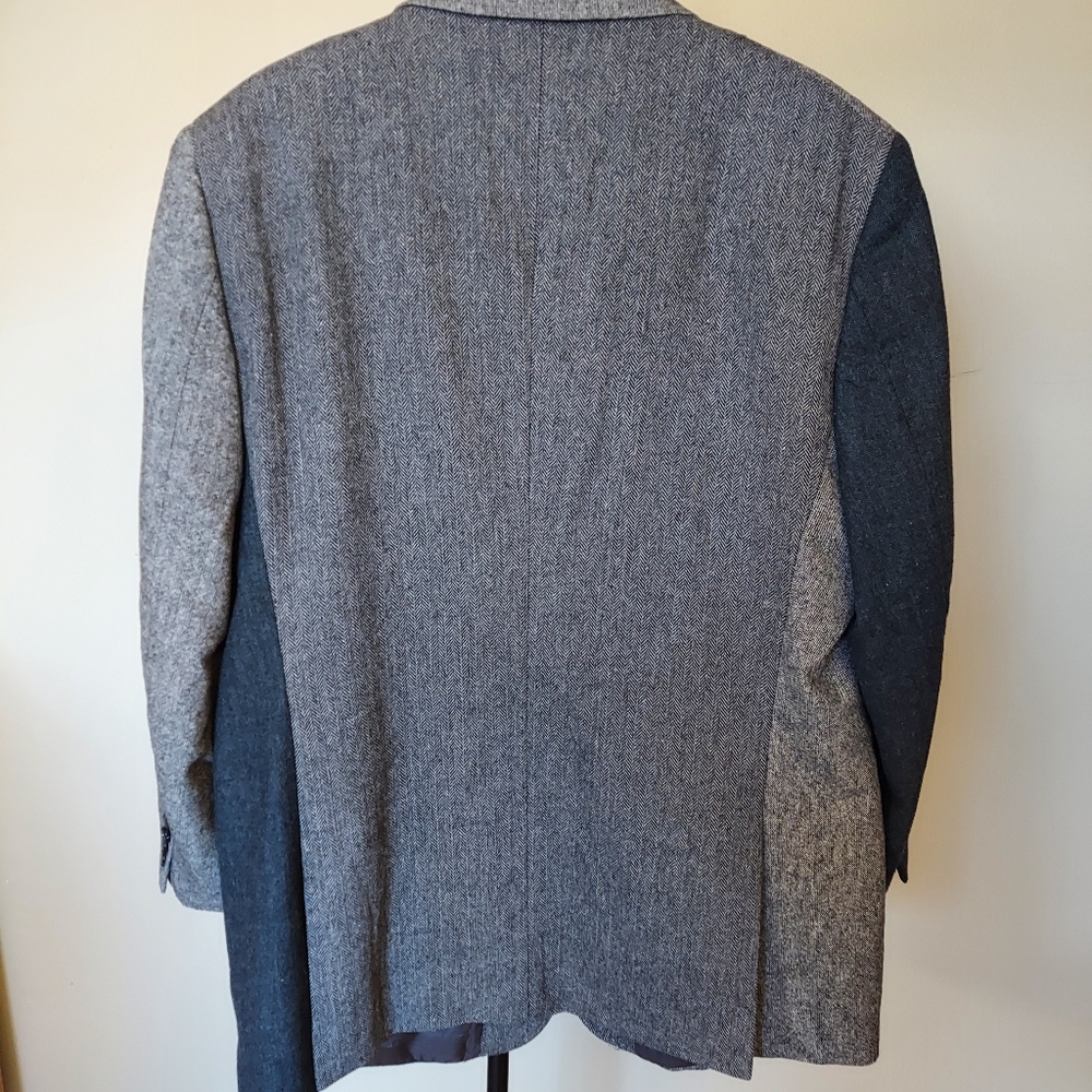 Alan Flusser Gray Blue Patchwork Wool Poly Tweed … - image 5